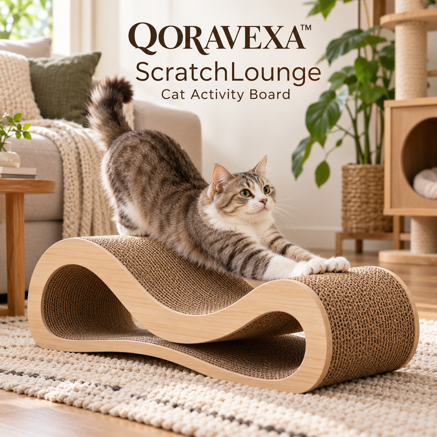 QORAVEXA™ ScratchLounge Cat Activity Board