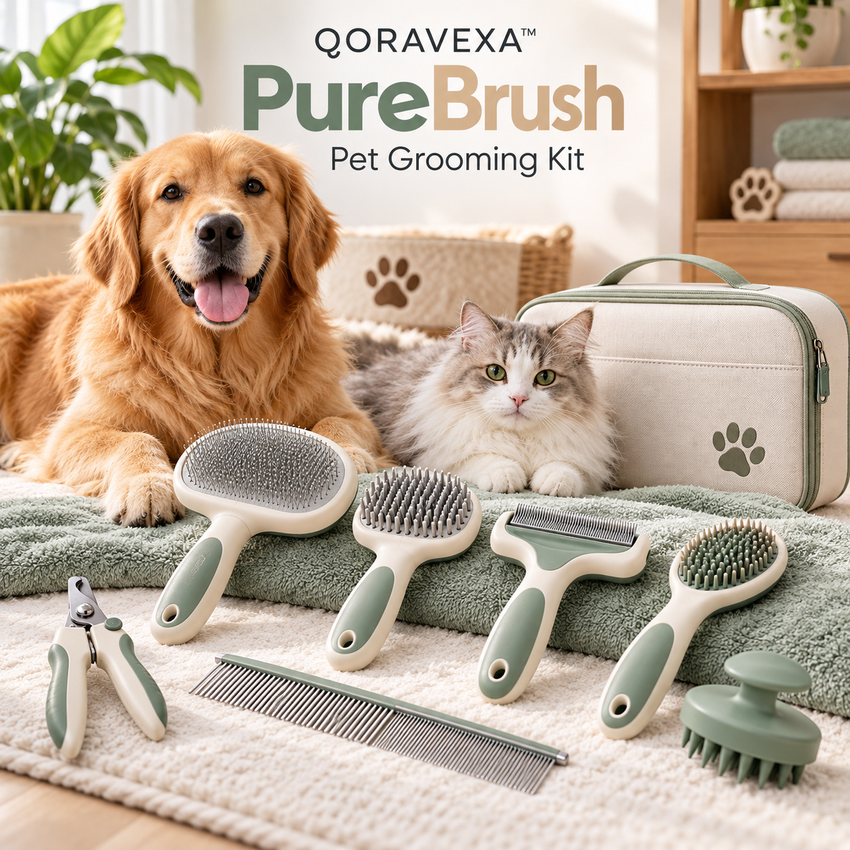 QORAVEXA™ PureBrush Pet Grooming Kit